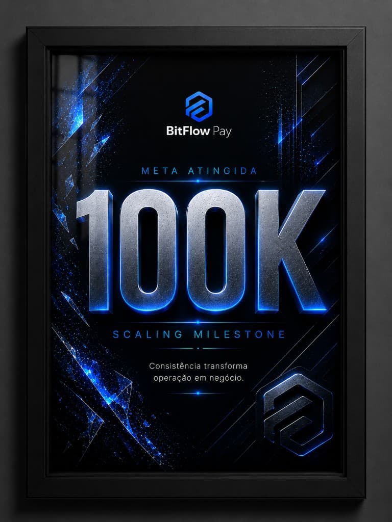 Placa de premiação BitFlow Pay R$ 100 mil