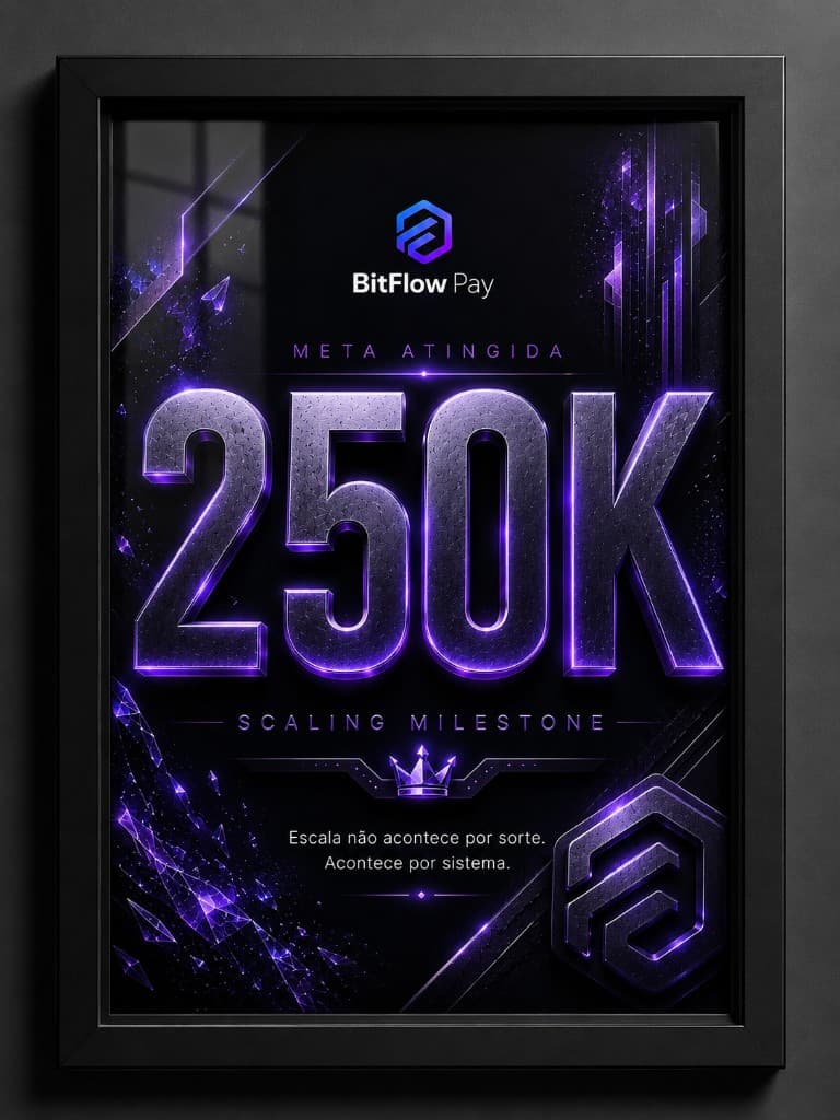 Placa de premiação BitFlow Pay R$ 250 mil