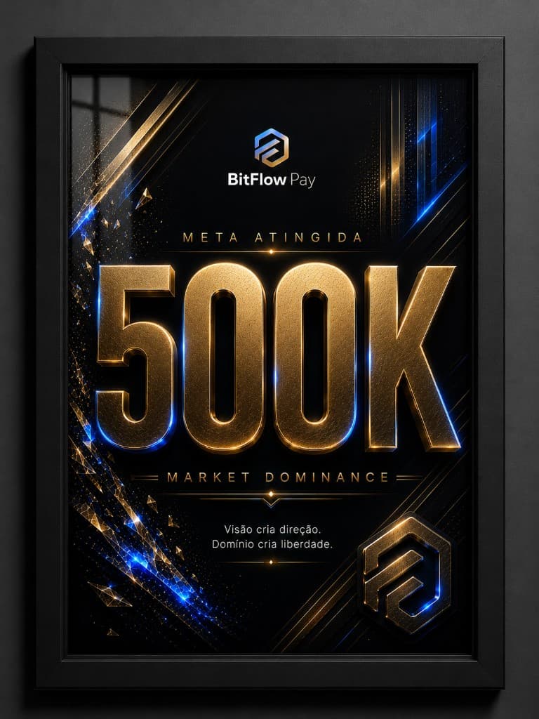 Placa de premiação BitFlow Pay R$ 500 mil