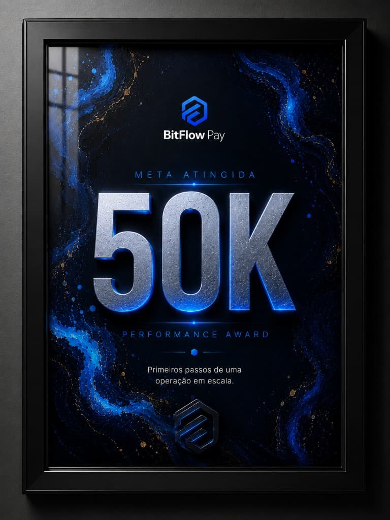 Placa de premiação BitFlow Pay R$ 50 mil